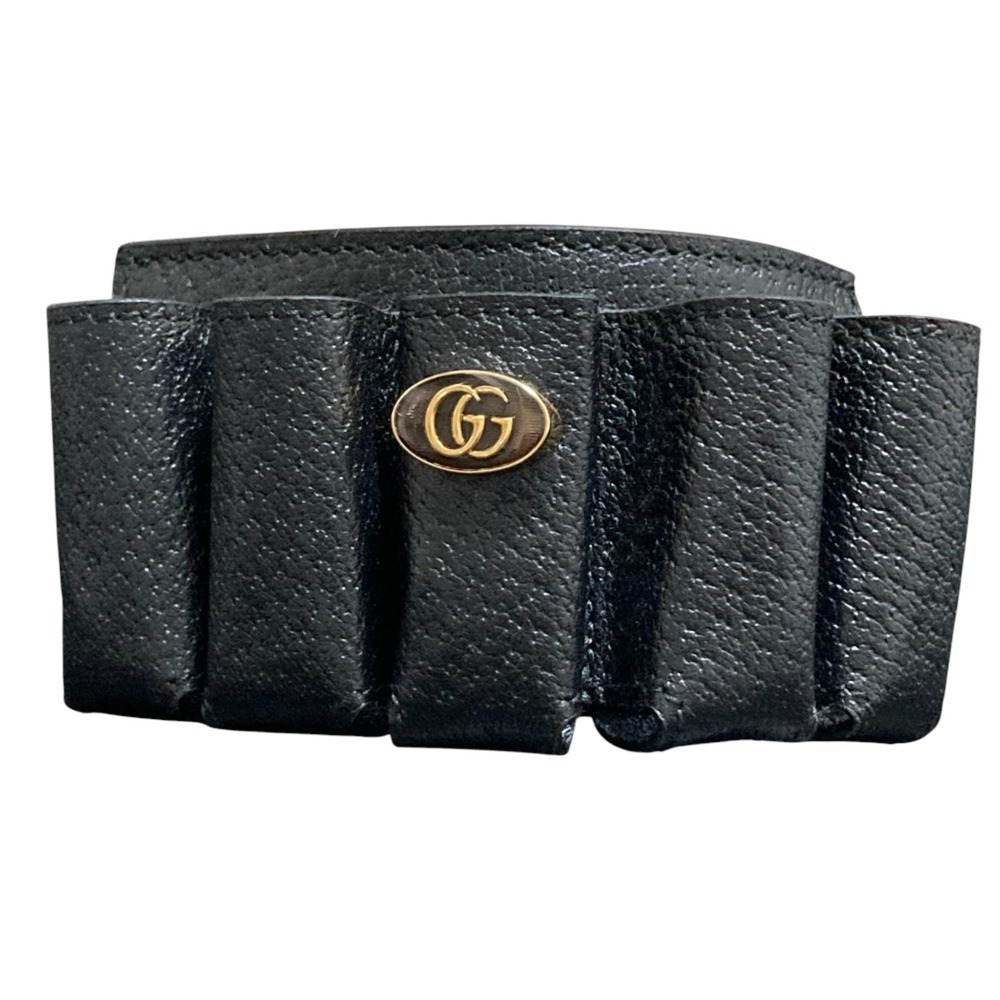 GUCCI Black Leather Charm Bracelet